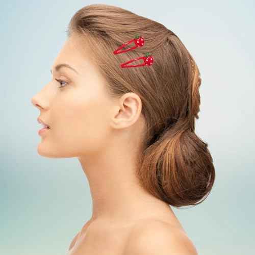 Strawberry Hair Clip - 4Pcs Red Metal Snap Fruit Hair Clips Hair Barrettes Cute Strawberry Hair Accessories for Girls Toddlers Kids and Teens Gifts