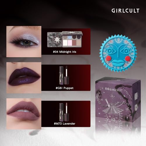 GIRLCULT 4-in-1 Makeup Gift Set for Women, All in One Makeup Kit with Full Face Makeup Palette, 2 Matte Lip Stains and Hand Mirror, Full Makeup Kit with Everything