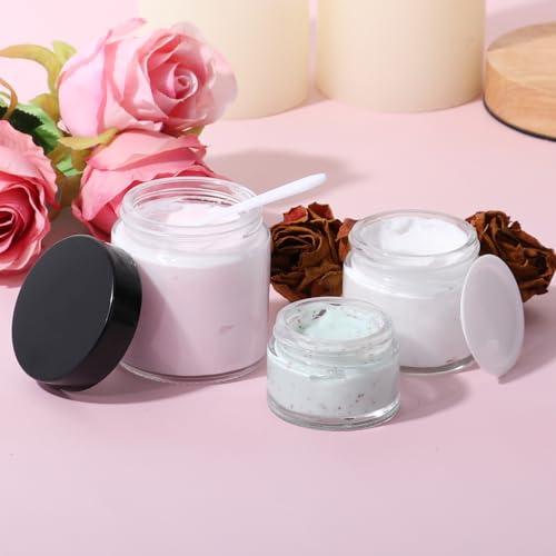 3 Pack Clear Glass Jars (4oz, 2oz, 1oz) with Lids & Spatulas