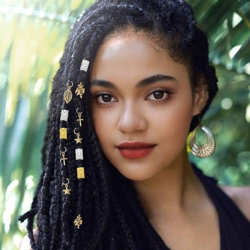 80 Pcs Gold Dreadlock Beads Hair Jewelry Braiding Accessories for Goddess Locs