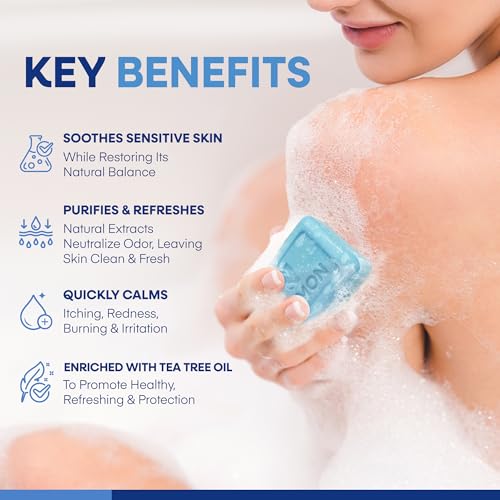 Hermon Antifungal Soap with Tea Tree Oil: Antifungal Treatment Bar Soothing Care & Relief of Itchy for Ringworm, Jock Itch, & Athlete's Foot - Body & Face Wash - Original & Lavender 4Pack