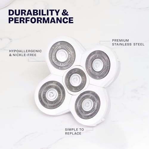 Freebird FlexSeries BodySmooth Rotary Blade Refill for Women - Gentle Shave for Sensitive Skin, 5 Contouring Heads, Mess-Free Cleanup