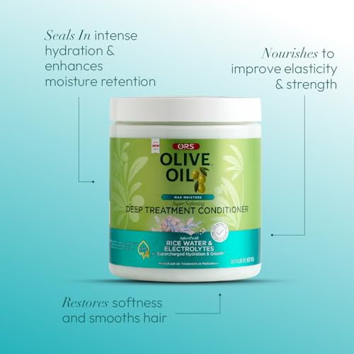 ORS Olive Oil Max Moisture Deep Treatment Conditioner with Rice Water & Electrolytes 20.0 Ounces