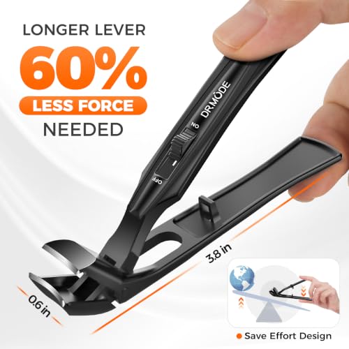 Ergonomic Toenail Clippers for Seniors with Angled Head - Black