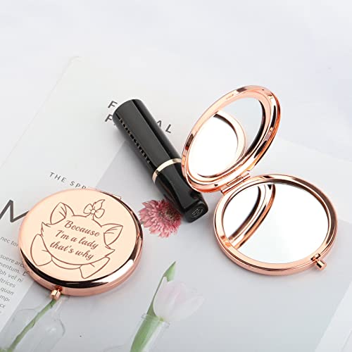 AKTAP Aristocats Gifts Cat Pocket Compact Makeup Mirror Because I'm a Lady That's Why for Cat Lover Gift (M-RIE Cat Pocket Mirror)