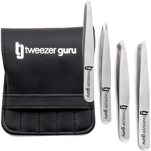 Professional Eyebrow Tweezer Set for Women & Men - 4 PC Kit