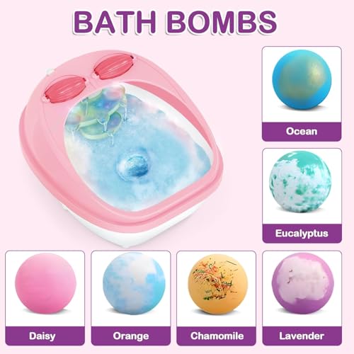 Kids Foot Spa Kit with Nail Art Set for Girls Ages 6-12
