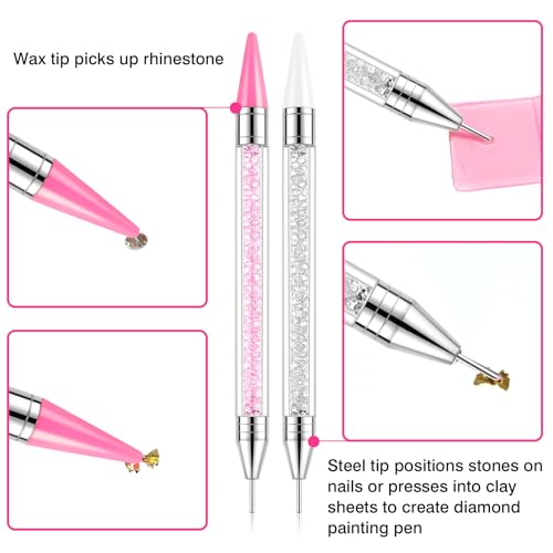 Dual-Ended Rhinestone Picker Tool Set - 16-Piece Bedazzling & Craft Kit
