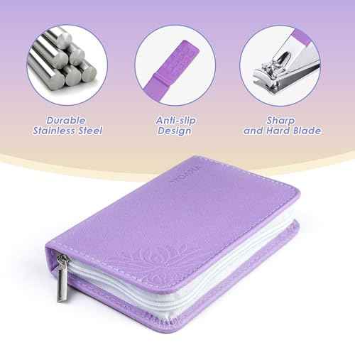 Manicure Set Professional Manicure Kit - 30 in 1 Pedicure Kit Nail Clippers Set Stainless Steel Nail Kit for Women - Purple