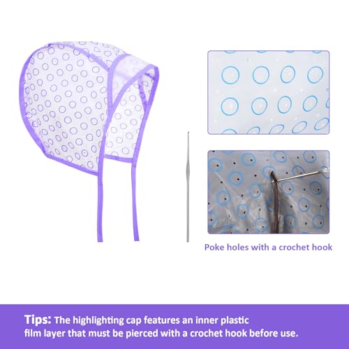 Cobee 3-Piece Hair Highlighting Cap Kit with Hooks & Brushes