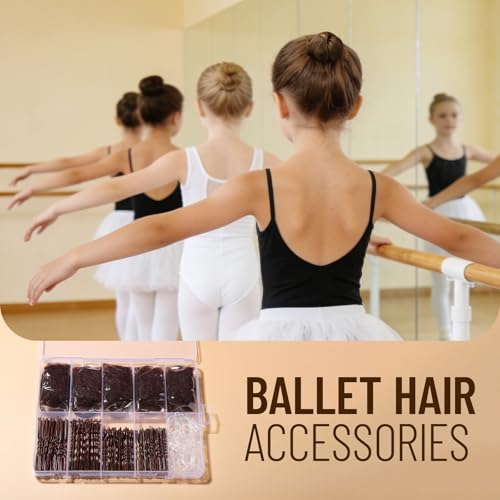 Brown Ballet Hair Accessories Kit for Kids & Women - Bun Nets, Bobby & Hair Pins