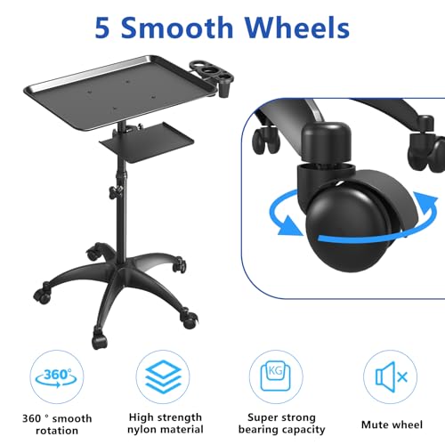 Adjustable Salon Tray Cart with Wheels & Storage