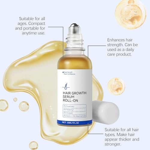 Hair Growth Serum Roll-On with Rosemary - Strengthens Roots & Supports Hairline