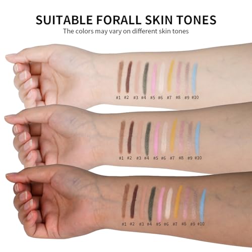 Chifure Eyeshadow Stick - Waterproof Cream Eye Shadow, 10 Colors