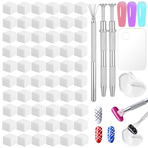 200 Pcs Ombre Nail Sponge Kit with Grabbing Pen, Acrylic Palette & Stand
