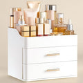 HBlife Makeup Organizer with 2 Drawers - White Acrylic Cosmetics Storage