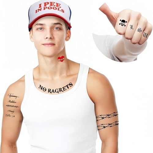 White Trash Temporary Tattoos for Adults ? Funny Fake Tattoos for Halloween & Costume Parties ? Hillbilly, Trashy Party Attire ? Easy to Apply, Waterproof & Long-Lasting (9 Sheets)