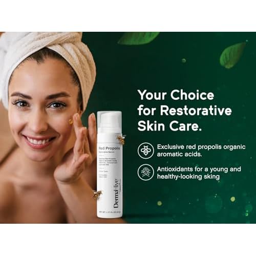 DermaHive - Red Propolis Restorative Serum with Vitamin E, Antioxidants & Lavender Oil, Anti Aging Face Serum for Women & Men, Antioxidant, Skin Repair, Glowing Skin, Scar Removal, Airless Pump - 50g