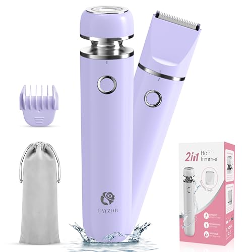 Purple Bikini Trimmer & Shaver Kit for Women 2-in-1 Wet Dry Electric Body Hair Removal