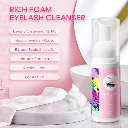 Lash Extension Cleaning Kit with 60ML Shampoo & Fan Dryer