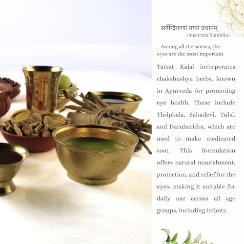 Tatsat Ayurvedic Herbal Kajal Eyeliner - Deep Black Natural Eye Care