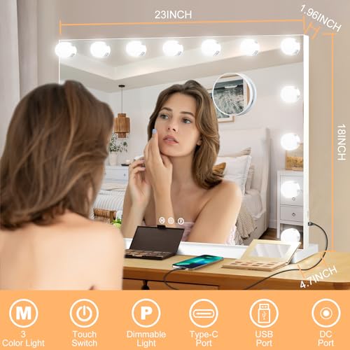 Moonee Hollywood Vanity Mirror with Lights - 23" x 18"