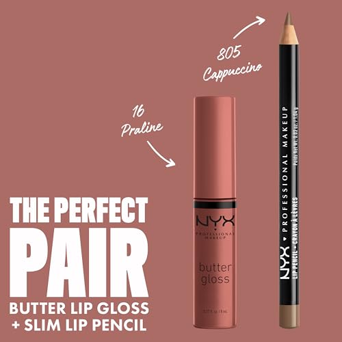 NYX PROFESSIONAL MAKEUP Butter Gloss, Non-Sticky Lip Gloss - Praline (Deep Nude)