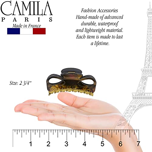 Camila Paris CP3241 French Hair Clip for Women, Black and Gold, Girls Hair Claw Clips Jaw Fashion Durable and Styling Hair Accessories for Women, Strong Hold No Slip Grip, Made in France