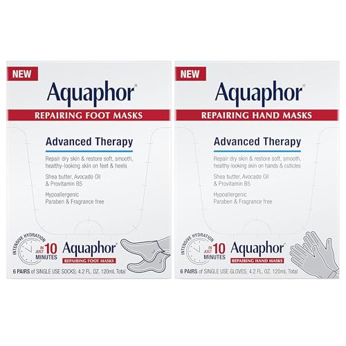 Aquaphor Repairing Hand and Foot Masks - 6 Pairs Each for Dry Skin