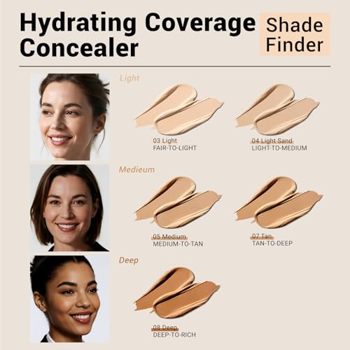HECI BEAUTY Liquid Concealer - Medium to Full Coverage, 04 Light Sand