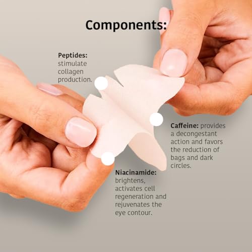 Anti-Aging Eye Patches (15 Pairs) | With Niacinamide, Caffeine & Peptides | Reduces Wrinkles, Fine Lines, Puffiness & Dark Circles | Hydration with Hyaluronic Acid | Vegan & 100% Biodegradable
