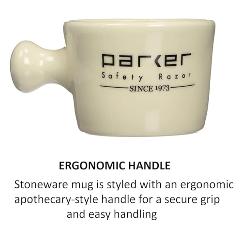 Parker Deluxe Stoneware Apothecary Shaving Mug ? for use with up to 3¡± Shave Soaps and Lathering Shave Creams ? Handmade in The USA (Ivory)