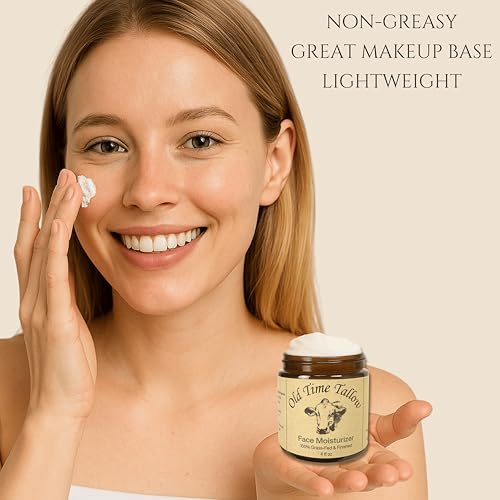 Organic Tallow Face Moisturizer - 4oz - 100% Grass Fed Beef Tallow For Skin Care - Made in the USA - Whipped Tallow Balm - Hydrating Salve - Natural Lotion - Ancestral Skincare - Amber Glass - Vanilla