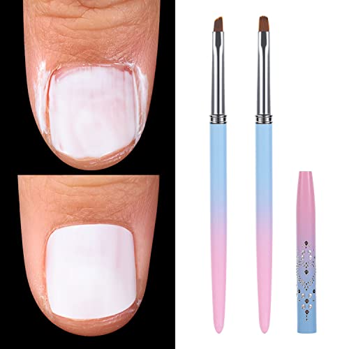 2 Pcs Nail Clean Up Brush Set - Acetone Resistant Round & Angled Tips