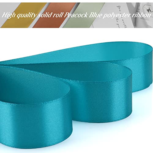 Nsilu 1 inch, Peacock Blue Ribbon for Gift Wrapping 50 Yards Perfect Wedding Party Wreath Sewing DIY Hair Accessories Decoration Floral Hair Balloons Other Projects