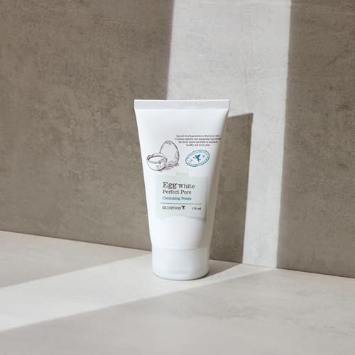 SKINFOOD Egg Pore Cleansing Foam 150ml - Light & Smooth Feeling Egg White Enriched Bubble Facial Foam Cleanser - Pores Clogging & Blackheads Reducer - For Oily and Combination Skin (5.07 fl.oz.)