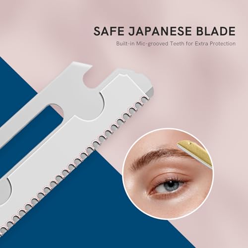 Dermaplane Razor W/ 4pcs Refill Blades, Japanese Blades Precision Face Razors, Personalized Dermaplaning Shaving Tools for Women, Small Razors for Peach Fuzz, Travel Case included