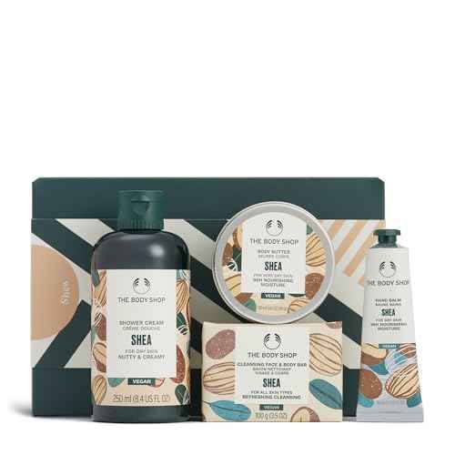 The Body Shop Shea Gift Set - 4 Piece Set, Includes Shower Cream, Body Butter, Face & Body Bar, Hand Balm, Vegan