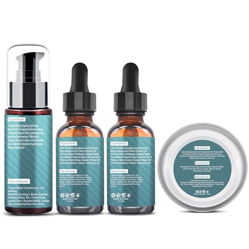 Beard Kit,Beard Grooming Kit for Men W/Straight Razor,2 PACK Beard Oil, Wash, Balm, Brush, Comb, Scissors Mens Birthday Christmas Gifts for Men Boyfriend Husband Beard Trimming Shaving Kit