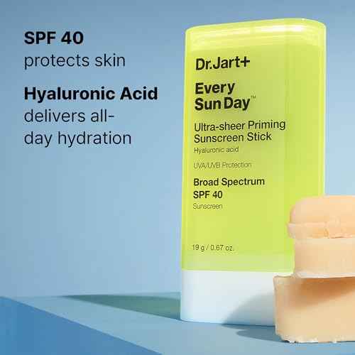 Dr.Jart+ Every Sun Day Invisible Korean Priming Sunscreen Stick SPF 40 with Hyaluronic Acid | Glides Over Makeup | Korean Skincare | Travel Size, 0.67 Ounce