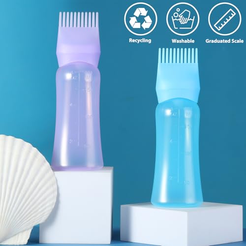 Hair Oil Applicator Bottle 6 OZ with Comb, 2 Pack