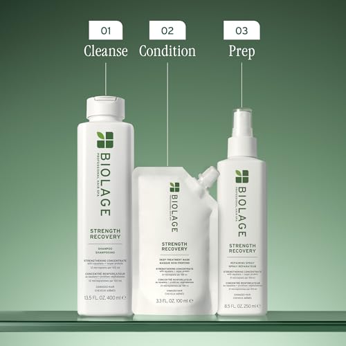 Biolage Strength Recovery Deep Treatment - Instantly Nourishes & Protects, Fortifies Strands, Reduces Breakage, With Olive Squalane & Proteins, Vegan, Paraben-Free