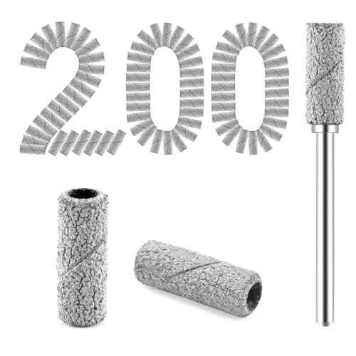 200 Pcs Nail Drill Bits Small Sanding Bands with 3.1mm Mandrel Bit, Mini Sanding Bands Nail File for Acrylic Gel Manicures and Pedicure (Zebra, 150 Grit)