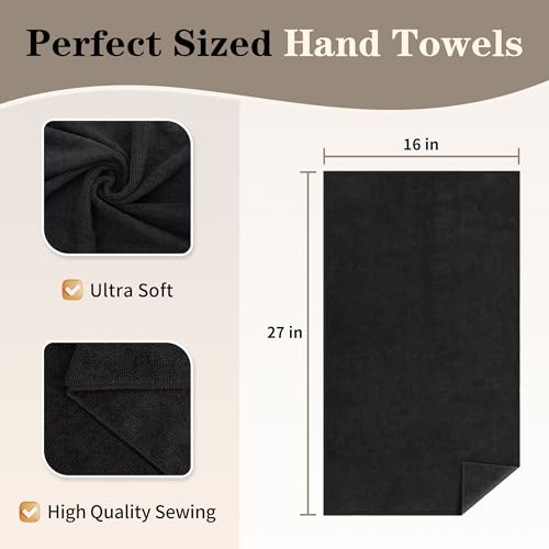 FIXSMITH Salon Towels 12 Pack, 16x27 in Black Microfiber