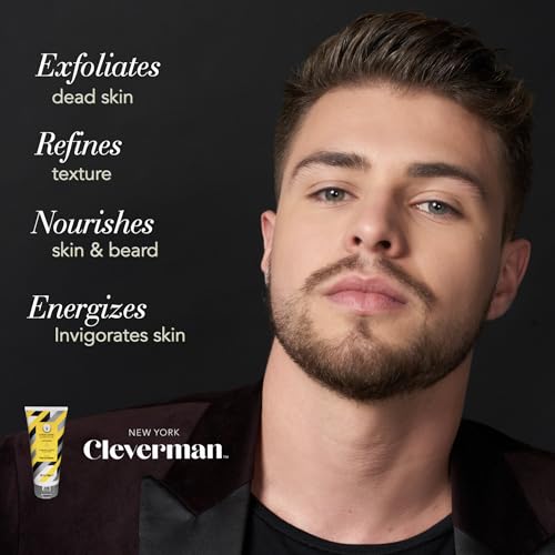 Cleverman Energizing Face and Beard Scrub for Men, 100ml, Menthol-Infused Refreshing and Exfoliating Facial Cleanser, Beard Scrub for All Skin Types