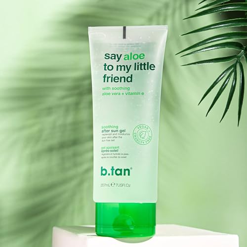 B.TAN Aloe Vera Gel for Face & Body | Ultra Hydrating, Soothing After Sun Lotion Aloe Gel with Vitamin E, Sunburn Relief, 7 Fl oz, 2-Pack