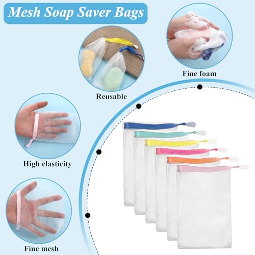 Mesh Soap Bags for Shower 20 Pack - Foam Net Soap Saver Pouches