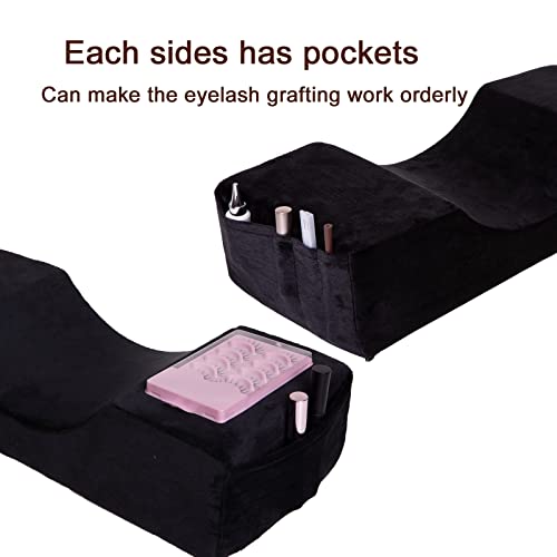 Eyelash Extension Pillow for Beauty Salon, Suitable for Supporting and Protecting Neck When Eyelash Extensions, Comfortable Velvet Beauty Memory U-Shaped Sponge Pillow (Black)