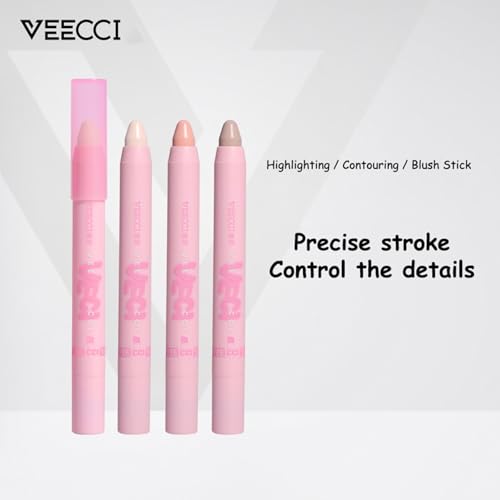 VEECCI Blush Stick with Built-in Brush – Moisturizing, Long-Lasting