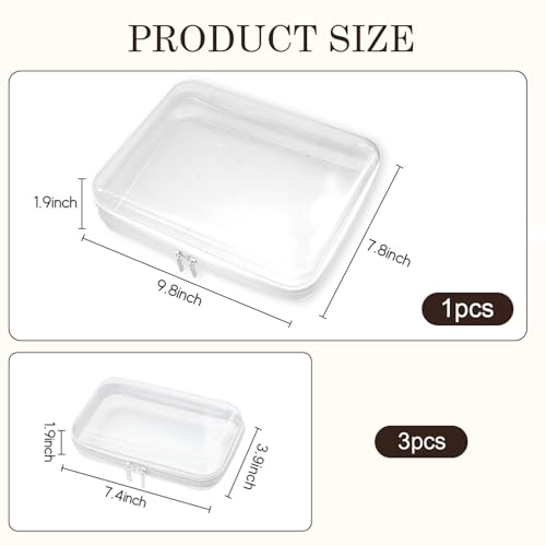 4PCS Clear Hard Zipper Case - Portable Organizer Pouches, Waterproof Plastic Cosmetic Bag,Travel Organizer Box for Cable, Make up Tools and Toiletries£¨White£©